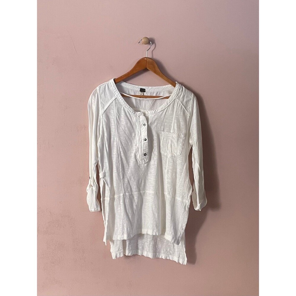 We the Free White 100% Cotton 3/4 Sleeve Top Size XS